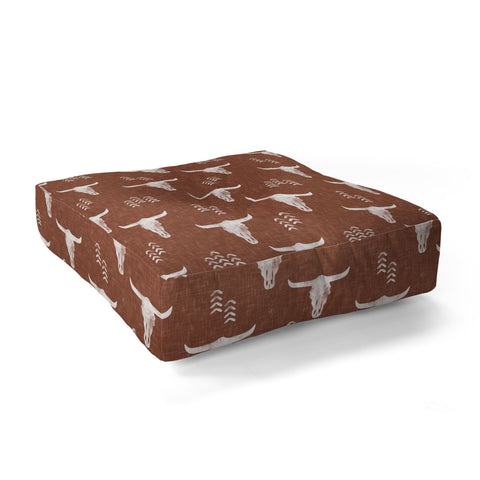 Little Arrow Design Co cow skulls on rust Floor Pillow Square