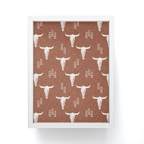 Little Arrow Design Co cow skulls on rust Framed Mini Art Print