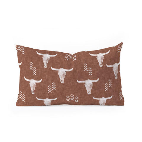 Little Arrow Design Co cow skulls on rust Oblong Throw Pillow