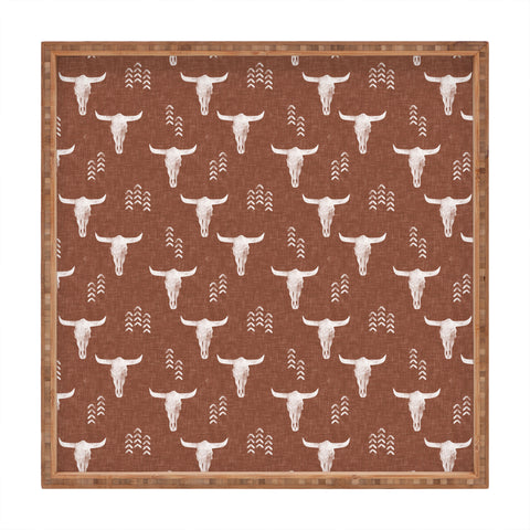 Little Arrow Design Co cow skulls on rust Square Tray