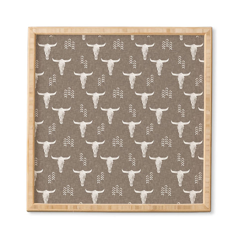 Little Arrow Design Co cow skulls on taupe Framed Wall Art