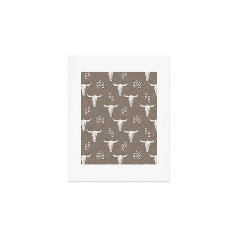 Little Arrow Design Co cow skulls on taupe Art Print