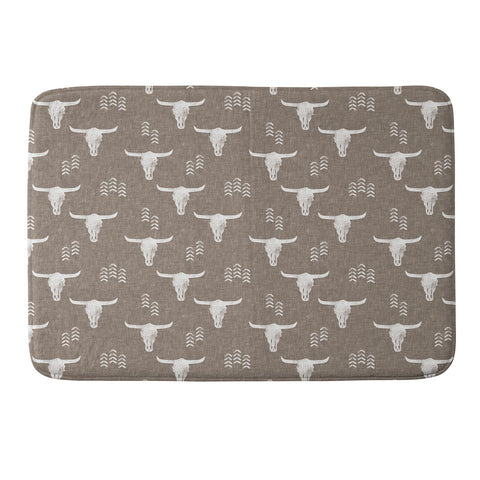 Little Arrow Design Co cow skulls on taupe Memory Foam Bath Mat