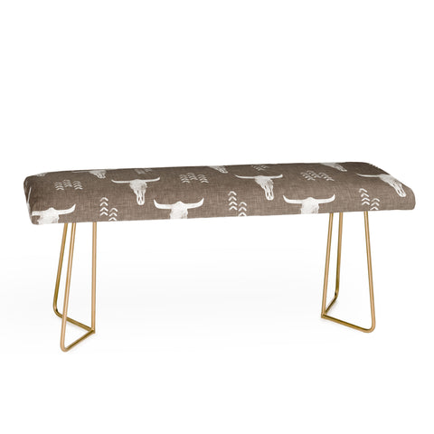 Little Arrow Design Co cow skulls on taupe Bench