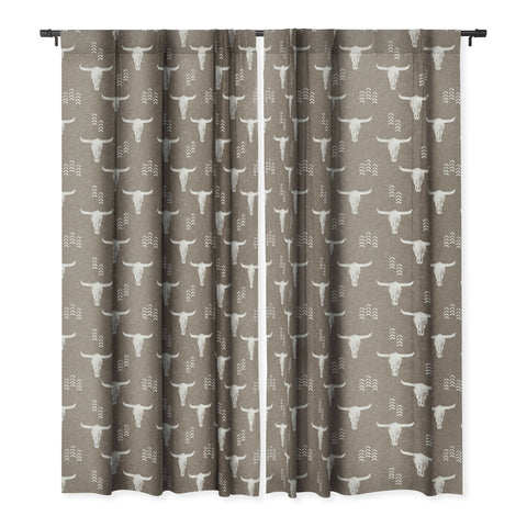 Little Arrow Design Co cow skulls on taupe Blackout Non Repeat