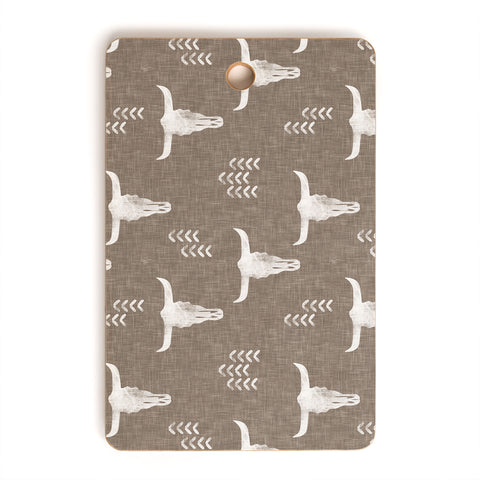 Little Arrow Design Co cow skulls on taupe Cutting Board Rectangle