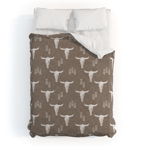 Little Arrow Design Co cow skulls on taupe Duvet Cover