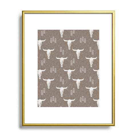 Little Arrow Design Co cow skulls on taupe Metal Framed Art Print