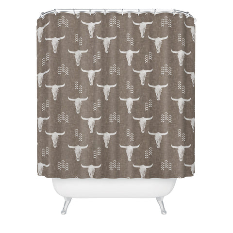 Little Arrow Design Co cow skulls on taupe Shower Curtain