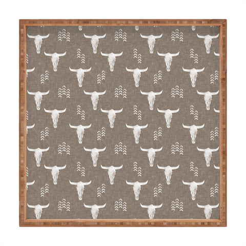 Little Arrow Design Co cow skulls on taupe Square Tray