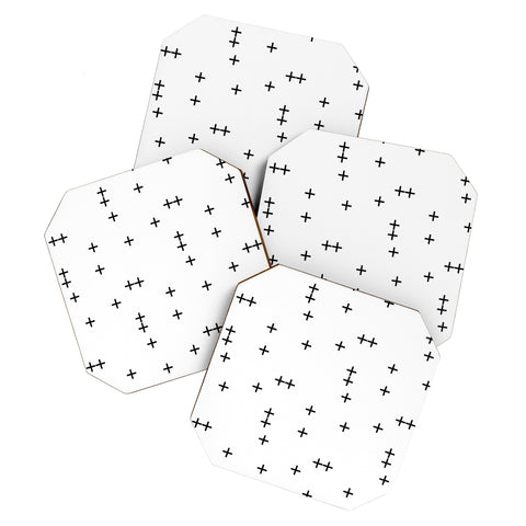 Little Arrow Design Co Cross on White Coaster Set