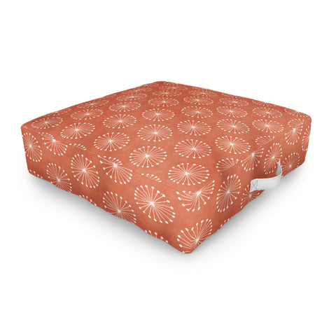 Little Arrow Design Co dandelion puffs coral Outdoor Floor Cushion