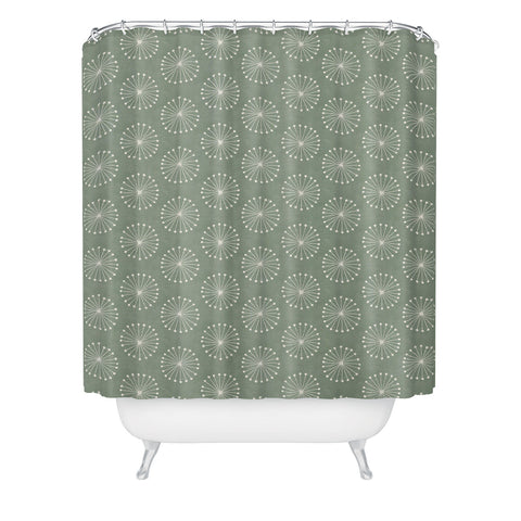 Little Arrow Design Co dandelion puffs sage Shower Curtain