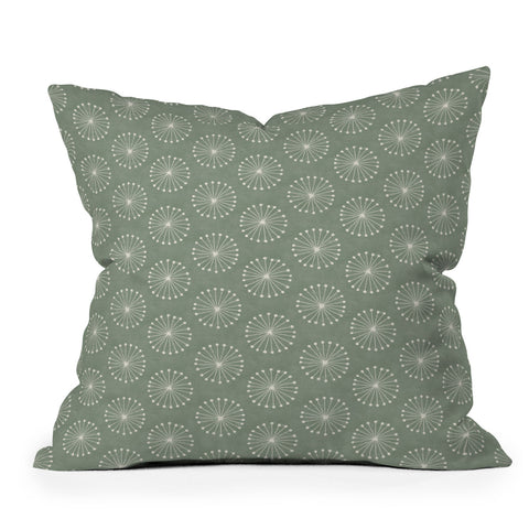 Little Arrow Design Co dandelion puffs sage Outdoor Throw Pillow