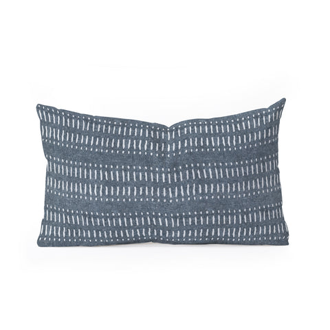 Little Arrow Design Co dash dot stripe navy Oblong Throw Pillow