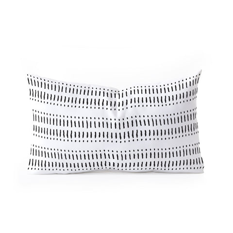 Little Arrow Design Co dash dot stripes black white Oblong Throw Pillow