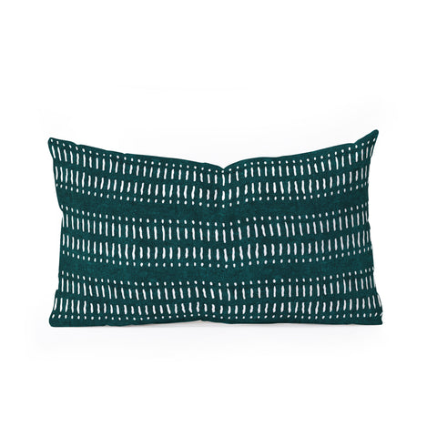 Little Arrow Design Co dash dot stripes dark teal Oblong Throw Pillow Havenly