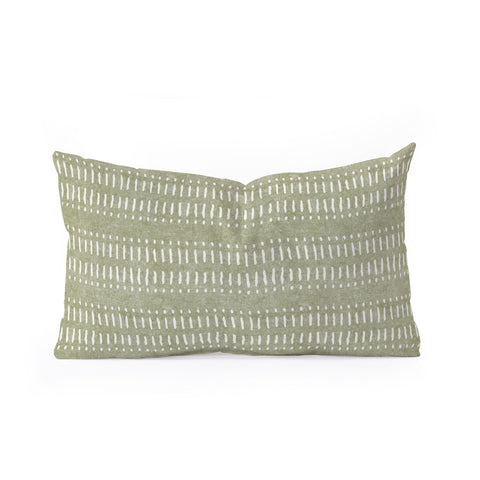 Little Arrow Design Co dash dot stripes olive Oblong Throw Pillow Havenly