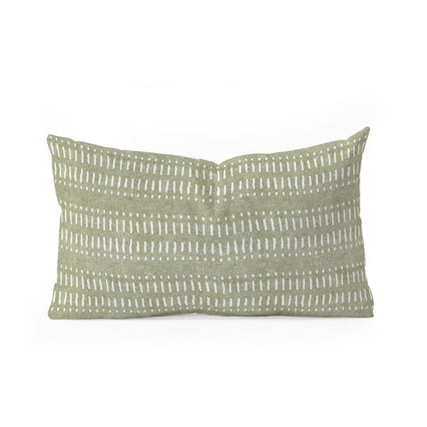 Little Arrow Design Co dash dot stripes olive Oblong Throw Pillow
