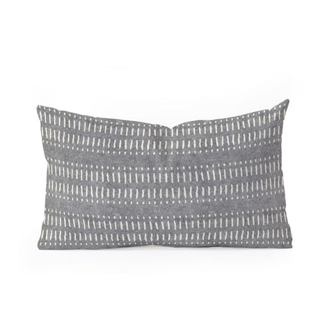 Little Arrow Design Co dash dot stripes stone Oblong Throw Pillow Havenly