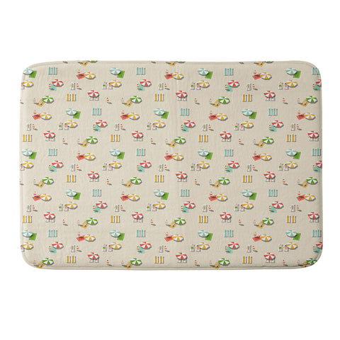 Little Arrow Design Co day at the beach on khaki Memory Foam Bath Mat