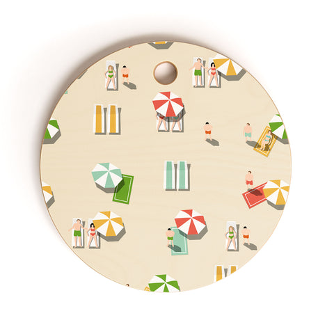 Little Arrow Design Co day at the beach on khaki Cutting Board Round