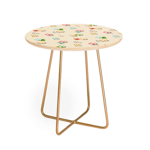 Little Arrow Design Co day at the beach on khaki Round Side Table