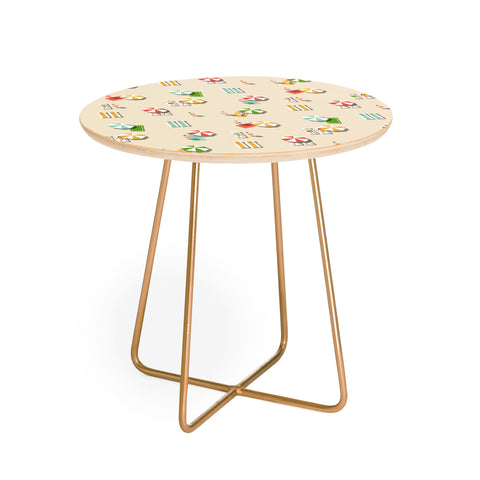 Little Arrow Design Co day at the beach on khaki Round Side Table