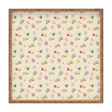 Little Arrow Design Co day at the beach on khaki Square Tray