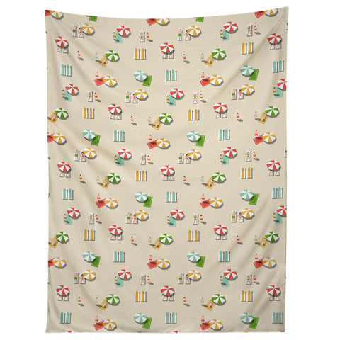 Little Arrow Design Co day at the beach on khaki Tapestry