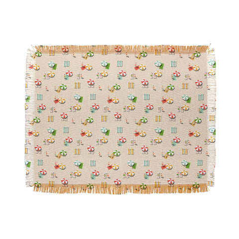 Little Arrow Design Co day at the beach on khaki Throw Blanket