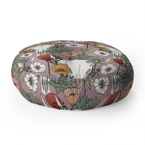 Little Arrow Design Co desert bloom light purple Floor Pillow Round