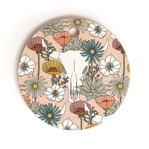 Little Arrow Design Co desert bloom peach Cutting Board Round