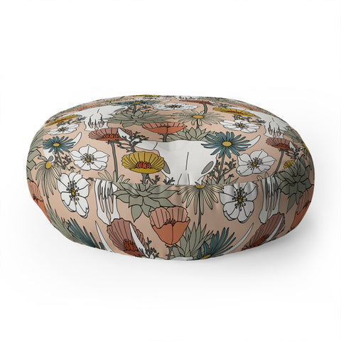 Little Arrow Design Co desert bloom peach Floor Pillow Round