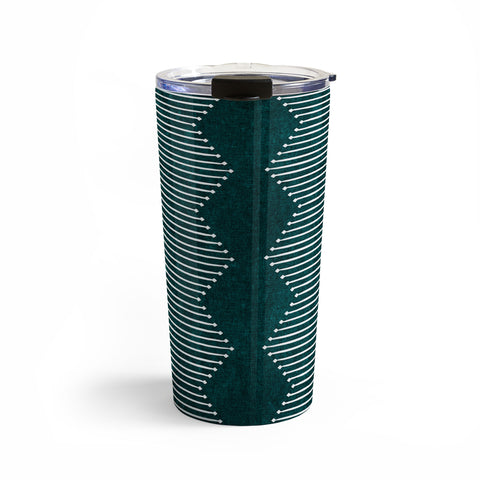 Little Arrow Design Co diamond mud cloth dark teal Travel Mug