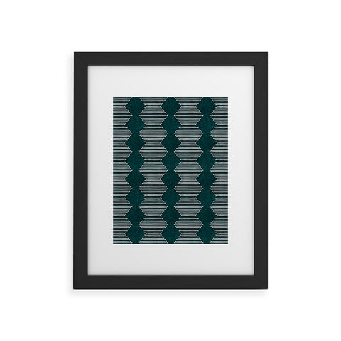 Little Arrow Design Co diamond mud cloth dark teal Framed Art Print havenly