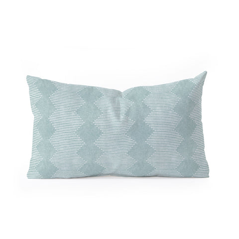Little Arrow Design Co diamond mud cloth dusty blue Oblong Throw Pillow Havenly