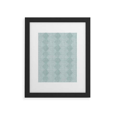Little Arrow Design Co diamond mud cloth dusty blue Framed Art Print havenly