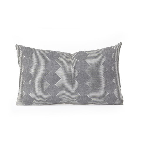 Little Arrow Design Co diamond mud cloth gray Oblong Throw Pillow Havenly