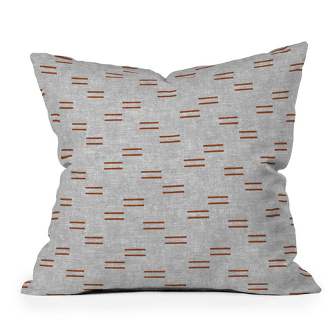 Little Arrow Design Co double dash rust on greige Outdoor Throw Pillow