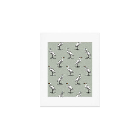 Little Arrow Design Co egrets on light sage Art Print