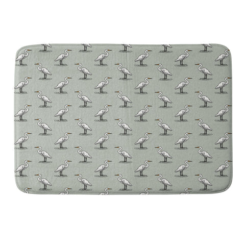 Little Arrow Design Co egrets on light sage Memory Foam Bath Mat