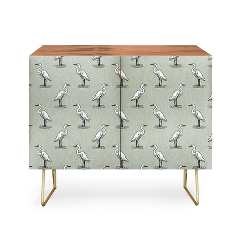 Little Arrow Design Co egrets on light sage Credenza