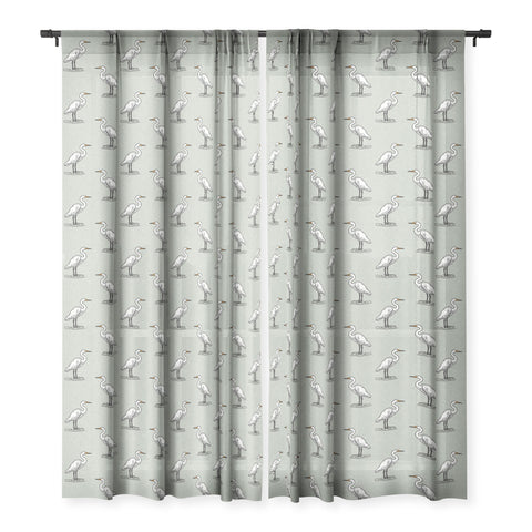 Little Arrow Design Co egrets on light sage Sheer Non Repeat