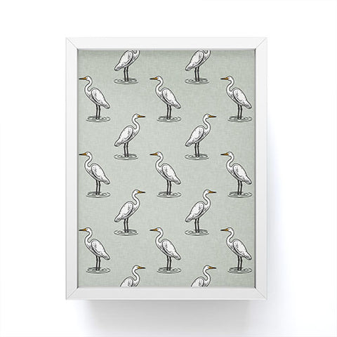 Little Arrow Design Co egrets on light sage Framed Mini Art Print