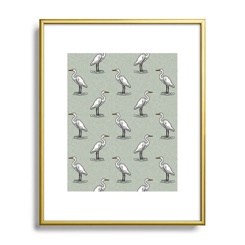 Little Arrow Design Co egrets on light sage Metal Framed Art Print
