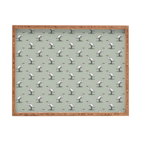 Little Arrow Design Co egrets on light sage Rectangular Tray
