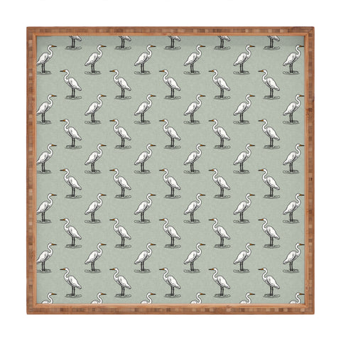 Little Arrow Design Co egrets on light sage Square Tray