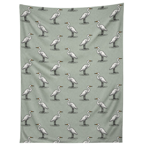 Little Arrow Design Co egrets on light sage Tapestry