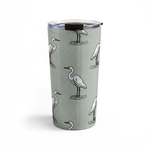 Little Arrow Design Co egrets on light sage Travel Mug